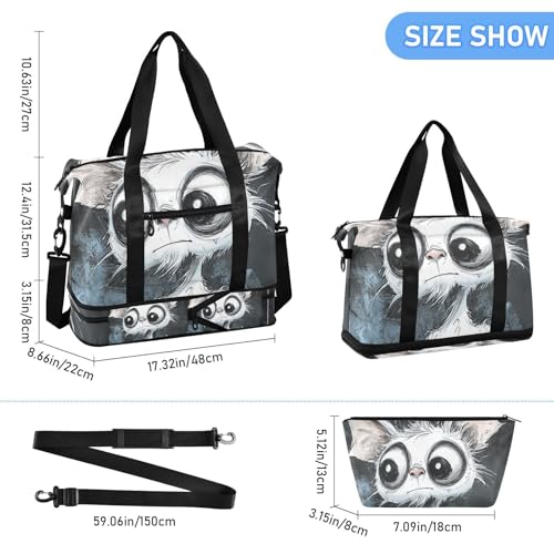 Cartoon Cute White Halloween Bat Travel Tote Bag Travel Weekender Gear Bag with Adjustable Strap for Business Trips Waterproof3