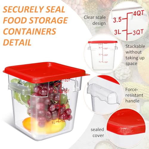 Yungyan TG-YUNGYAN-54250 6 Pcs Commercial Food Storage Containers 4 Qt Square Acrylic Airtight Food Storage Containers With Lids Clear Cereal Storage Containers thumb #2