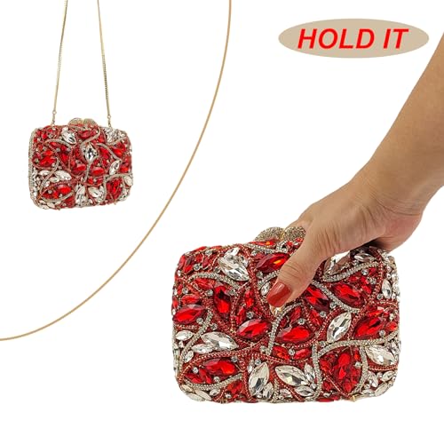 Image of Colorful Crystal Clutch Box Handbag Women Sparkling Evening Bags for Wedding Party Prom Purse