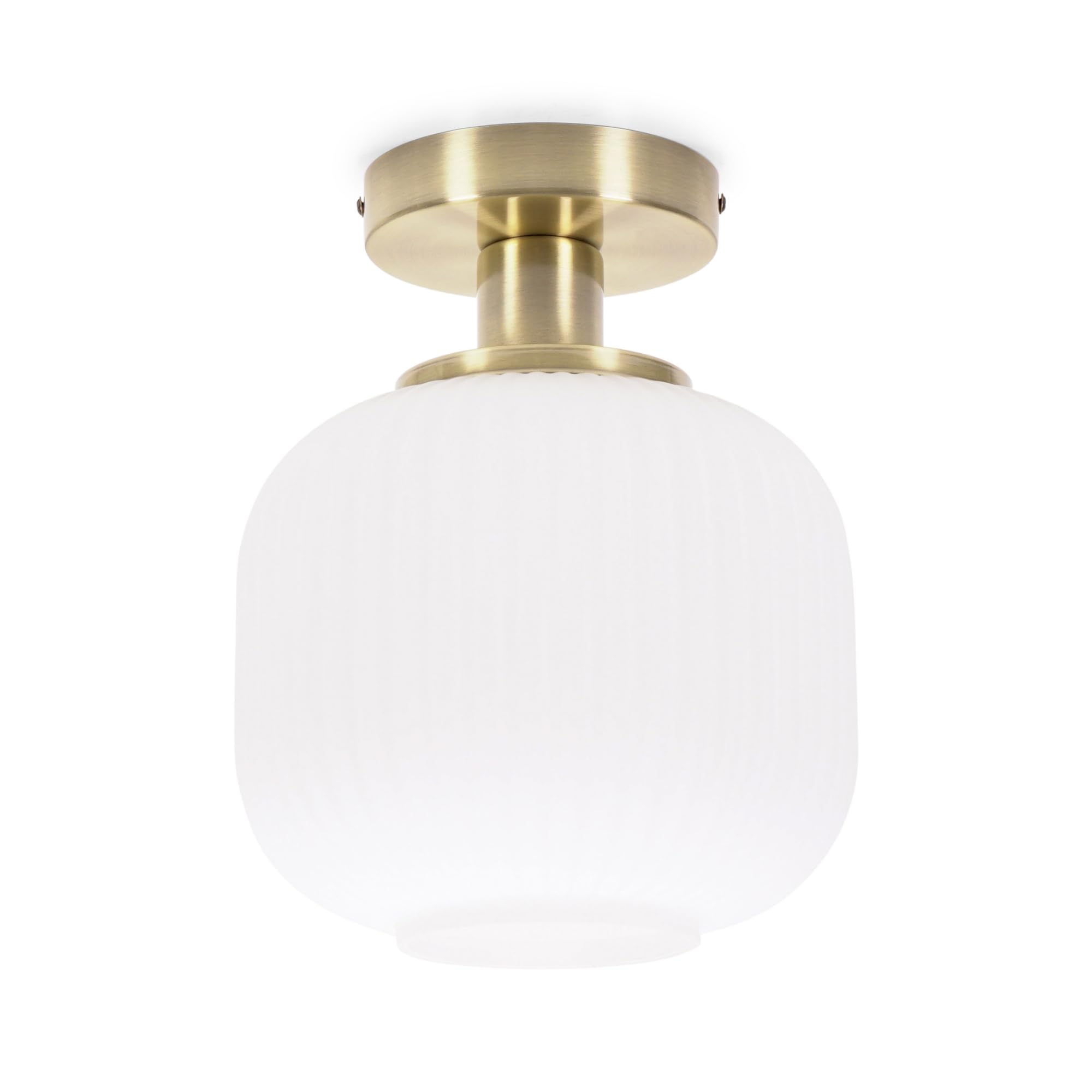 ValueLights Calpe Opal Frosted Glass Flush Ceiling Light - Gold Stem - LED Bulb