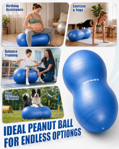 Image of INPANY Peanut Ball - Anti Burst Exercise Ball for Labor Birthing, Physical Therapy for Kids, Core Strength, Flexible Seating, Home & Gym Fintness, Sensory Chair Wiggle Seat for Boys and Girls