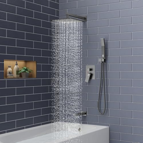 Image of SR SUN RISE 12'' All-Metal Shower System with Tub Spout Handheld Sprayer