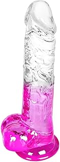 Gode ventouse violet transparent, réaliste godemichet et flexible de 21 cm avec tige incurvée et boules pour la stimulation du point G et anale. Parfait comme jouet sexuel adulte pour femme, homme