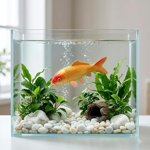 Image of LOGOFUN PVC Artificial Goldfish Model | For Photo, Aquarium, Terrarium, Garden, Aquatic Layouts, Coordinates With Gravel, Plants, Rocks, Caves and Tank Accessories