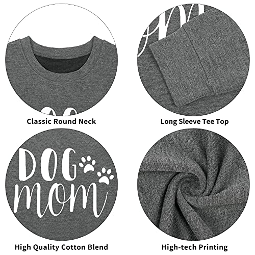 Mousya Women Dog Mom Sweatshirt Dog Mama Pullover Cute Dog Paw Graphic Tee Funny Letter Print Long Sleeve Shirt (Xx-Large, C_Dark Grey) #TOP3