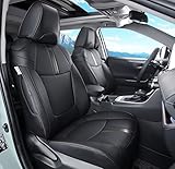 LuluDa Custom Fit RAV4 Seat Covers Full Set for Toyota RAV4 Hybrid 2019 2020 2021 2022 2023 2024 2025 with Waterproof Faux Leather (Black, LU01-Hybrid)