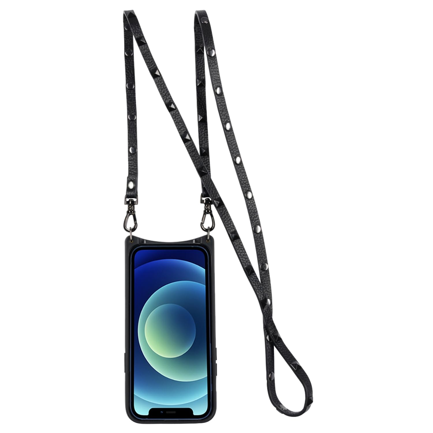 バンドリヤー スマホケース ストラップ iPhone 15Pro 高級感 黒 バンドリヤー スマホケース ストラップ iPhone 15Pro 高級感 黒