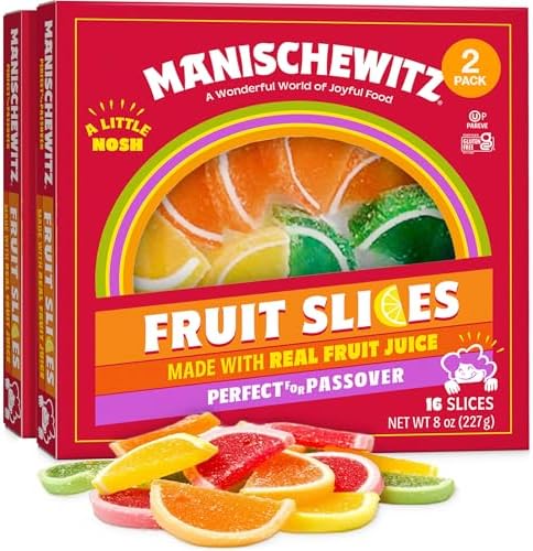 Manischewitz Holiday Candied Fruit Slices in a Gift Box, 8oz (2 Pack) Made with Real Fruit Juice, Gluten Free, No High Fructose Corn Syrup, Kosher For Passover & Year Round Use