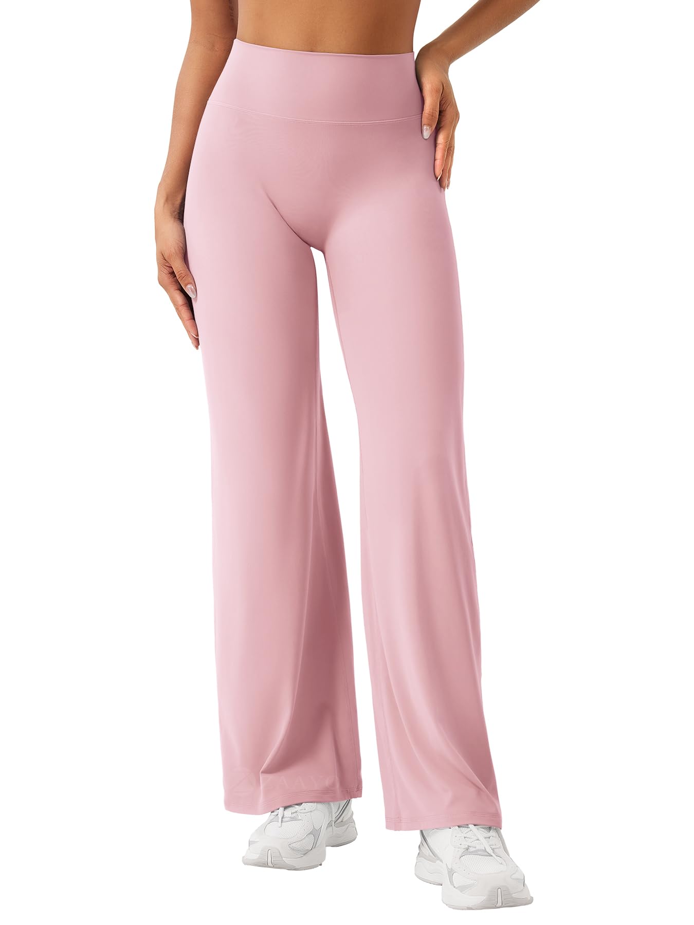 ZAAYO Nahtlose Straight Leggings Damen Hohe Taille Flared Leggings Yoga Hosen Sport Yoga Legging Damen Gym Yoga Pants Schlaghose-Regular/Lang/Extra Lang