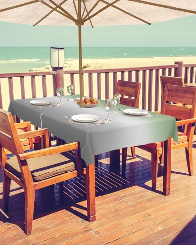Ombre Sage Green Outdoor Tablecloths with Umbrella Hole and Zipper, Waterproof/Stain Resistant Rectangle Table Cloth 54x80 Patio Table Cover for Picnic/Party Minimalist Contemporary Grey