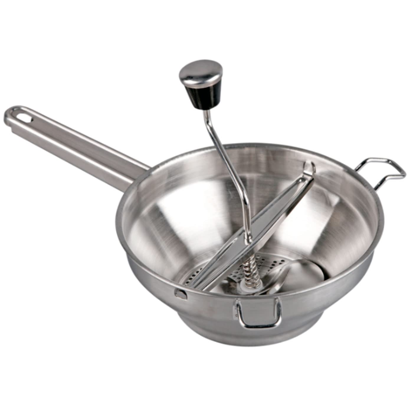 ACAN Tradineur - Pasapurés de acero inoxidable con disco fijo, colador manual profesional, hélice con cuchilla, manivela giratoria, apto para lavavajillas, Ø 20 cm