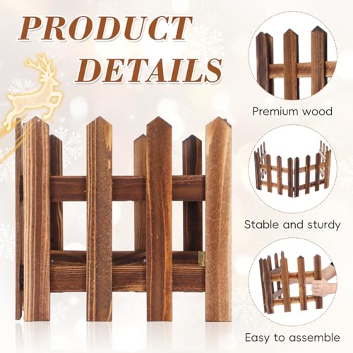 Image of DOITOOL Wooden Picket Fence Garden Border, Decorative Garden Fence Animal Barrier Landscape Fencing Border for Dogs, Flower Bed, Yard and Patio Outdoor Decor (Total Length: 120cm, Height: 30cm)