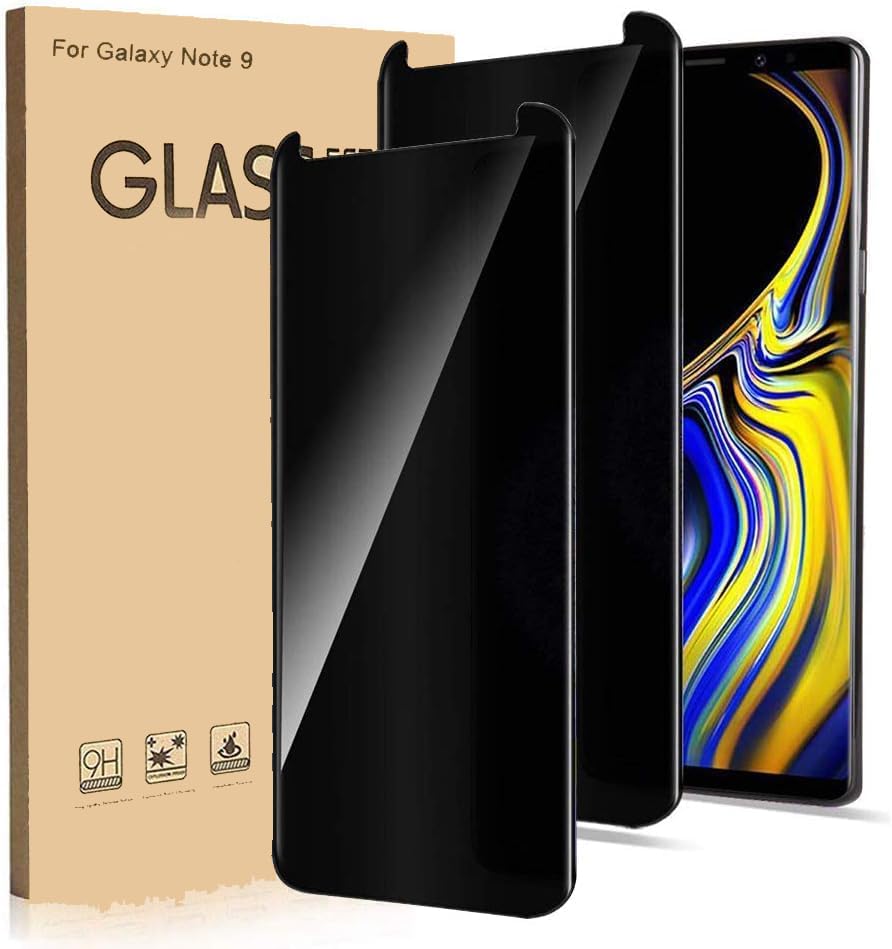 [2 Pack] Galaxy Note 9 Privacy Screen Protector and Camera Lens Protector 9H Hardness HD Clear Full Coverage Case Friendly Easy Installation Bubble Free for Samsung Galaxy Note 9-6.8 Inch