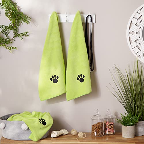 Image of Bone Dry Pet Grooming, Embroidered Microfiber Towel Drying Collection, 15x30, Lettuce Green