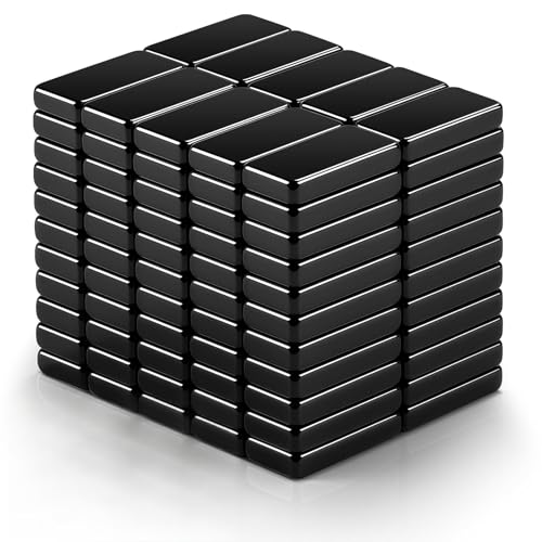 Image of MIKEDE 110 Pcs Magnets, Waterproof Strong Neodymium Bar Magnets with Epoxy Coating and Adhesive, Rare Earth Magnet, Strong Magnet Heavy Duty for Tool Room, Kitchen, Whiteboard - 0.39 x 0.19 x 0.08 in