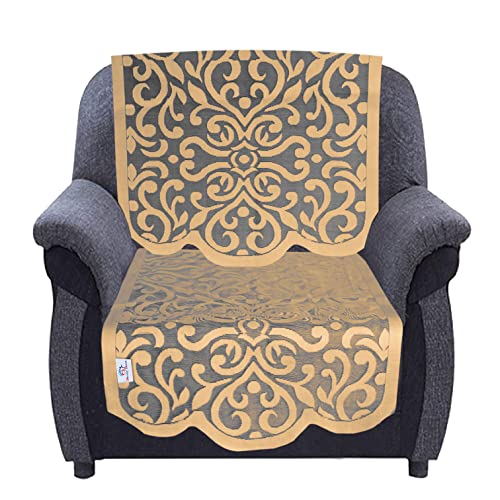 Image of Heart Home Artcam Design 5 Seater Cotton Sofa Cover Set (Golden)