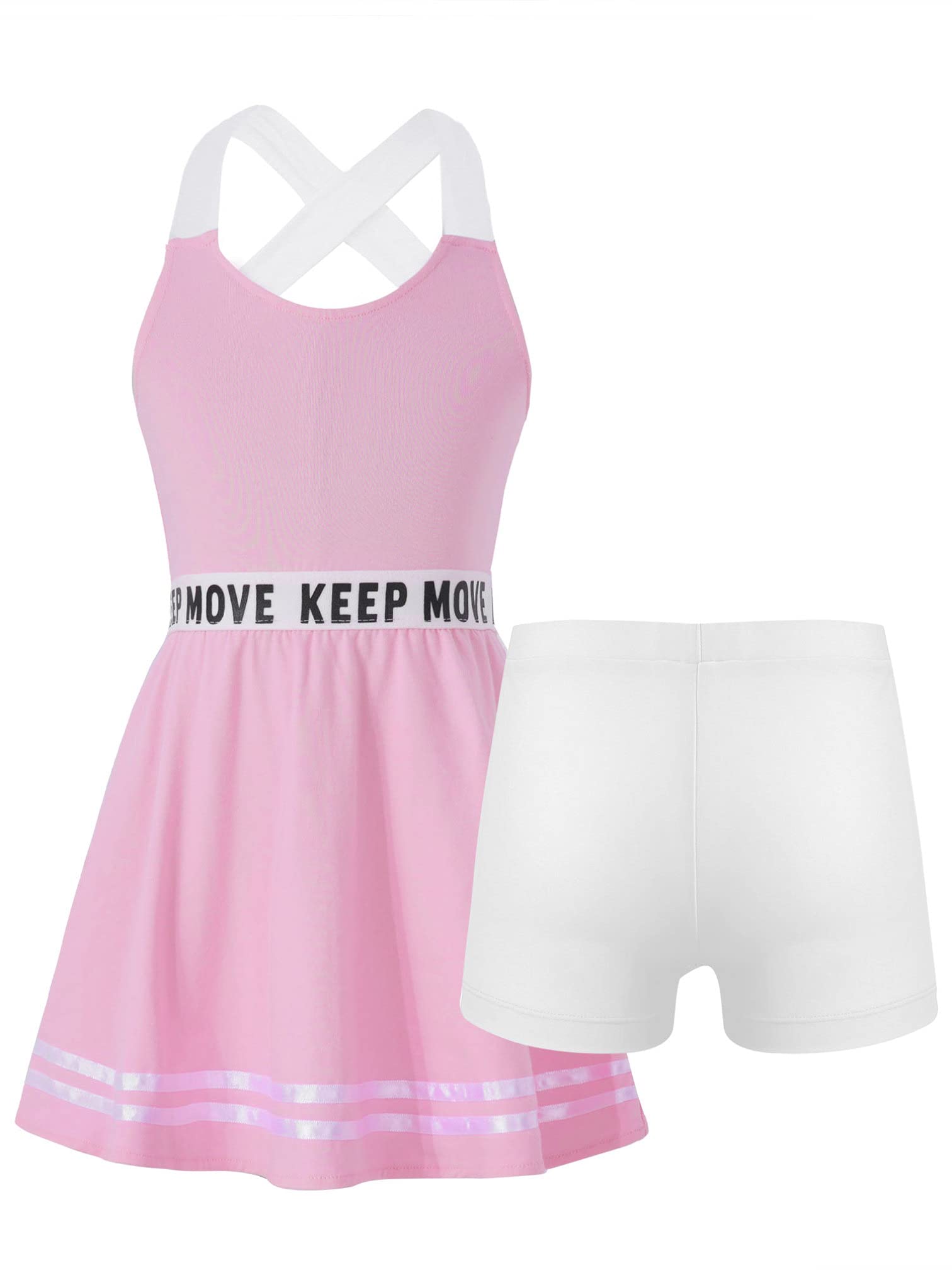 MSemis Conjuntos Deportivos Verano Niña Camiseta Deportiva Sin Manga+Falda Cotra con Pantalónes Interior de Tenis Golf