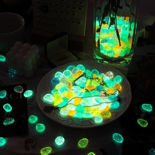 Image of OSOPOLA 350 PCS Glow in The Dark Rocks - White Luminous Stones | Fish Tank Accessories DIY Decor Pebbles for Fairy Garden Yard FD05MX350B
