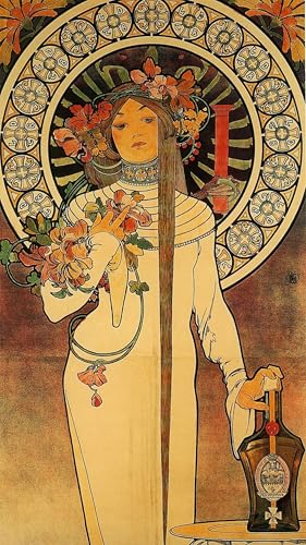 Tableaux toile Mucha pour salon et chambre poster déco art mural 60x90cm