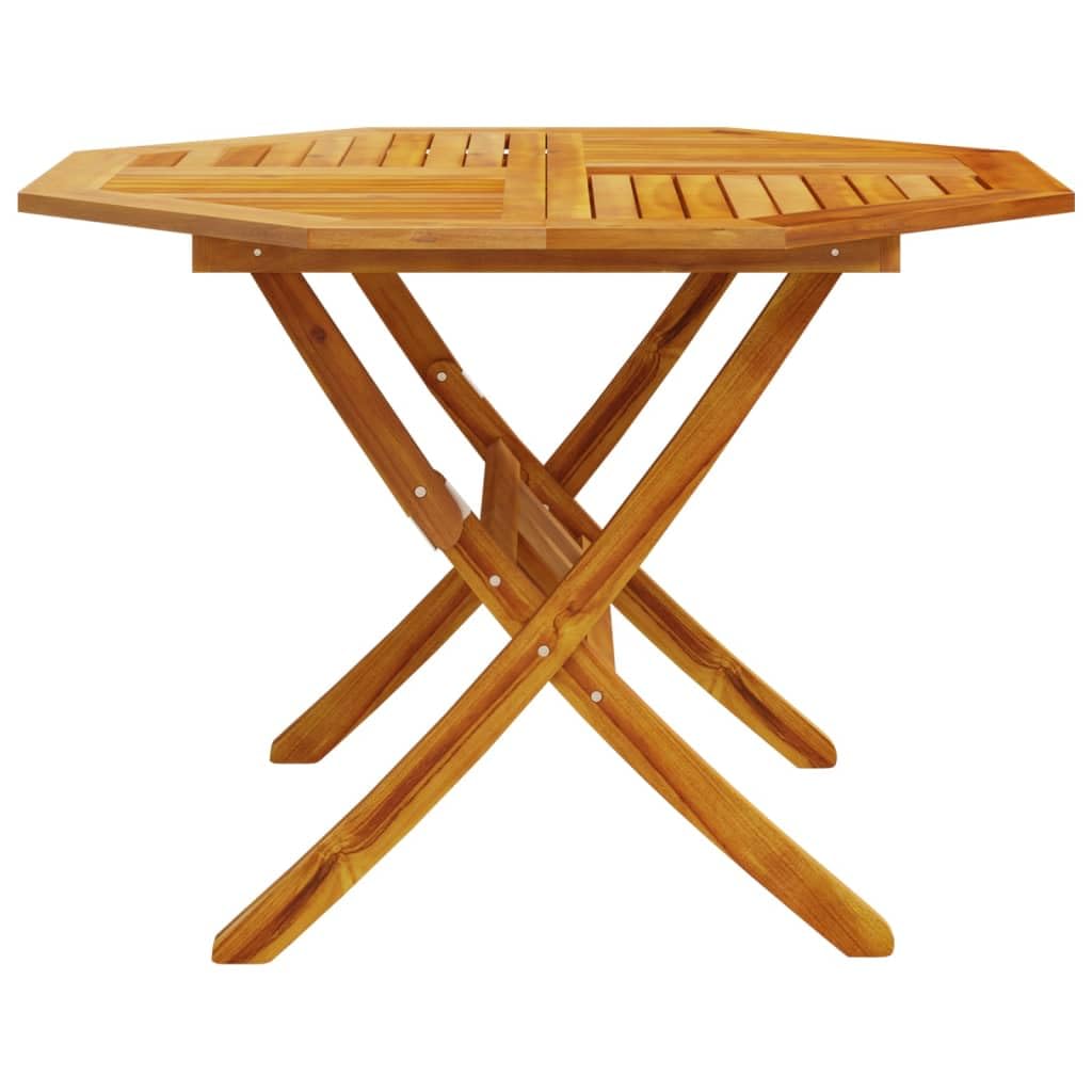 Tavolo da giardino pieghevole, diametro 110 x 75 cm, in legno massiccio di acacia | Superficie trattata a olio, design a doghe per il drenaggio dell'acqua, pieghevole salvaspazio, stabile per bevande