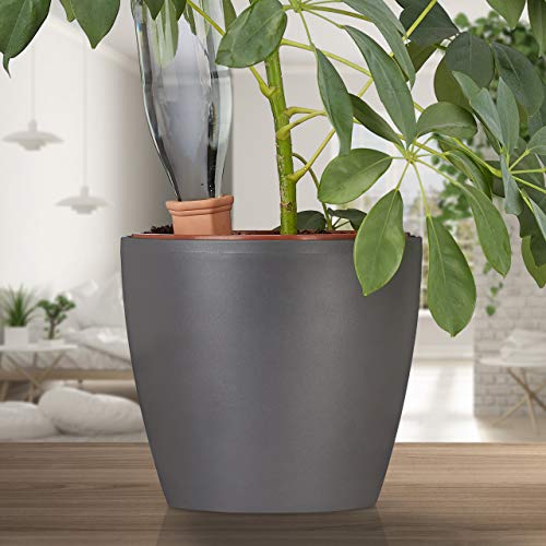 Relaxdays Tonspitzen Bewässerung, 4er Set, für Wein- & PET-Flaschen, Balkonkästen & Topfpflanzen, Gießkegel, terrakotta, Terakotta