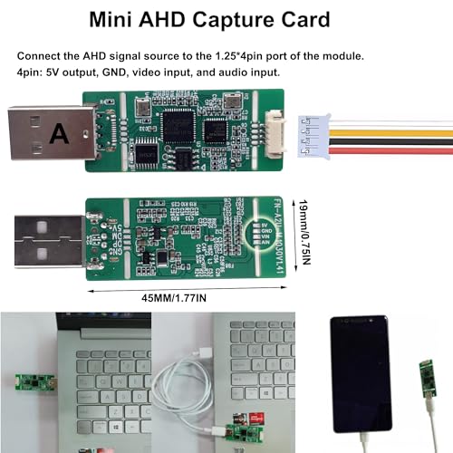 Image of AHD Capture Card with OTG, 1080P AHD to USB Video Adapter for Backup Camera | AHD Capture1080P30 /720P60, OTG USB-A Connection, PCBA DIY Low-Latency Streaming for Backup Camera, Gaming & Video Recording