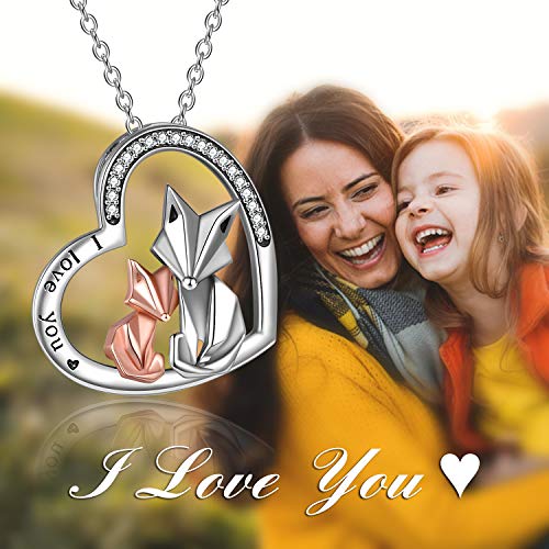 Onefinity Fox Necklace 925 Sterling Silver Origami Fox Pendant Necklace Mother's Day Gifts For Women Wife Mom Mother And Child Jewelry Gifts For Mom #TOP5