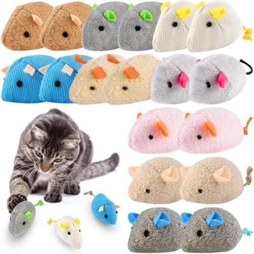 VISLANTE 18 Stück Katzenminzen Spielzeug, Plüsch Maus mit Katzenminze Katzenspielzeug Set, Kitten Spielzeug Catnip Toy Interaktives Katzenspielzeug für...