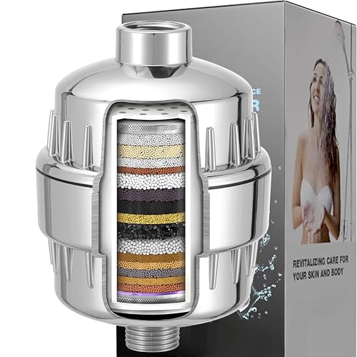 Filtre de Douche à Haut Rendement Voolan Avec Cartouche Remplaçable, Filtre de Douche à Eau Dure en 20 Étapes pour Éliminer le Chlore et Les Métaux Lourds,...