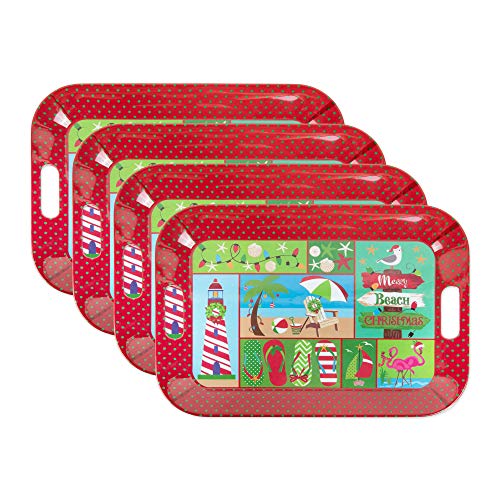 Dii Seasonal Holiday Baking Collection Decorative Kitchen Serveware, 15X11, Melamine Coastal Christmas Trays, 4 Piece #TOP24