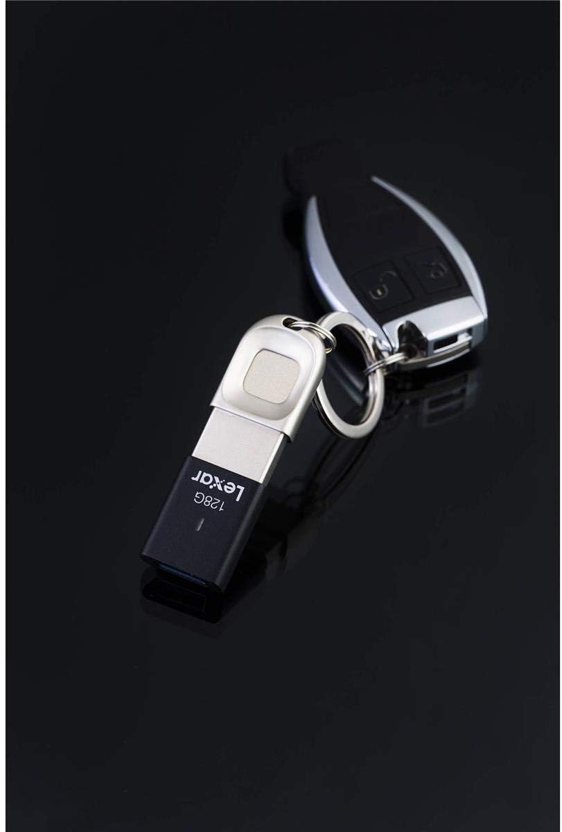 Lexar 64GB Jumpdrive Fingerprint F35 USB 3.0 Flash Drive for Storage Expansion and Backup, Up to 250MB/s Read, Black/Silver (LJDF35-64GBNL)