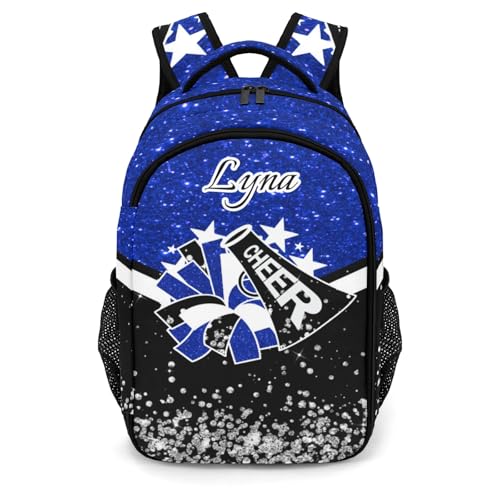 Personalized Cheer Backpack Customized Cheerleader Shoulder Bag Backpack for Girls Women College School Bookbag for Travel Birthday Holiday (Dark Blue)