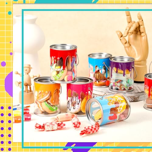 Image of Reallnaive 8 Pcs End of the Year Student Gifts Art Paint Party Favors Supplies Plus Size Clear Empty Paint Cans with Lids Plastic Buckets Transparent Containers for Treats Crafts, 4. 72 x 6. 1 Inch