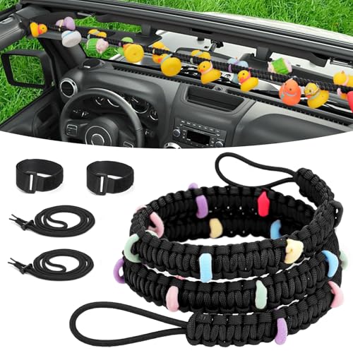 YIBEICO Duck Holder for Jeep Elastic Rubber Duck Rope Holder for Jeep Wrangler YJ TJ JK JL & Gladiator JT Paracord Ducks Display Fixed Mount Hold 36 Ducks Gift for Jeep Lover (Black)