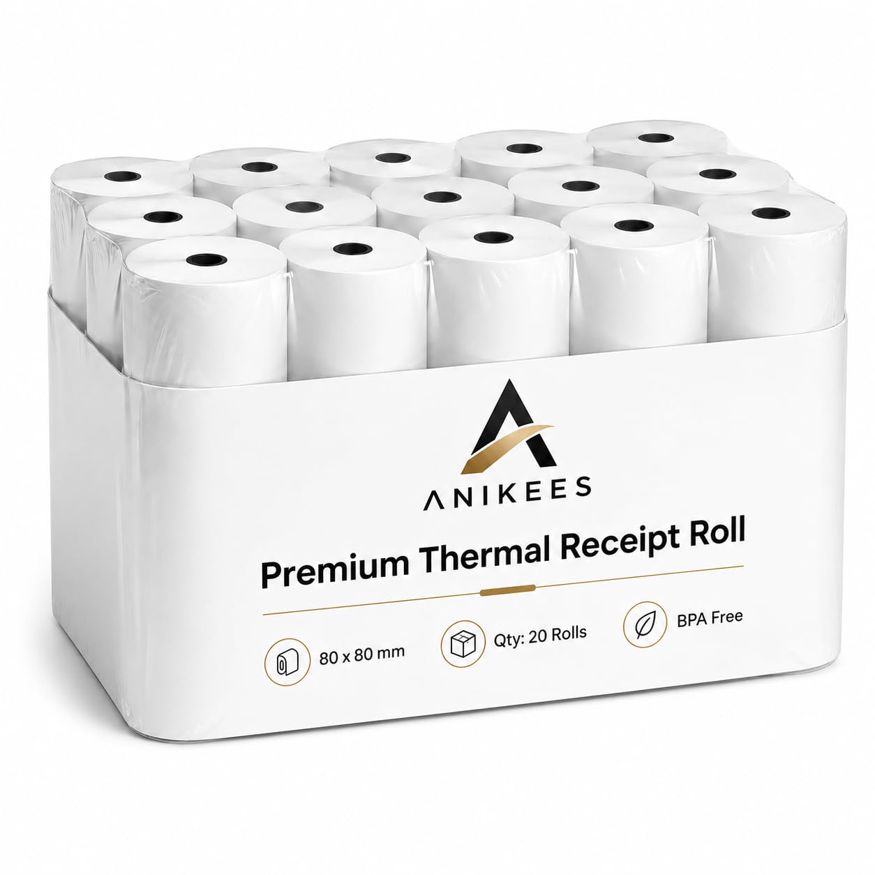 Anikees Premium Thermal Receipt Roll – 80 x 80 mm Premium Till Paper for EPOS, POS Terminals & Cash Registers (20)