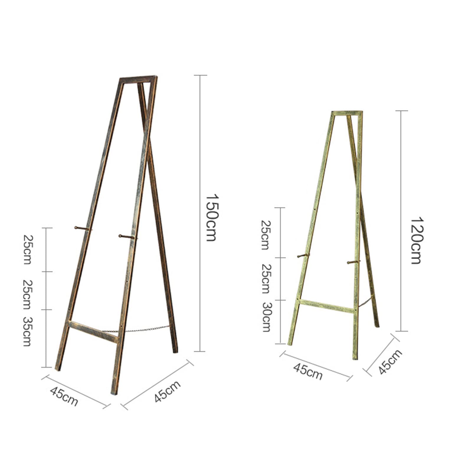NZPOST Cavalletti Alti 120 cm/150 cm Cavalletto Pieghevole in Ferro Dorato Cavalletto Portatile per artisti Cavalletti da Studio robusti per Schizzi in Interni ed Esterni Altezz