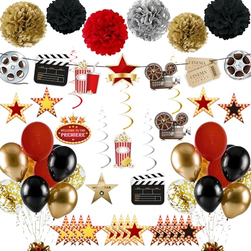 47 PCS Movie Party Decorations Kit Now Showing Banner Hanging Swi...