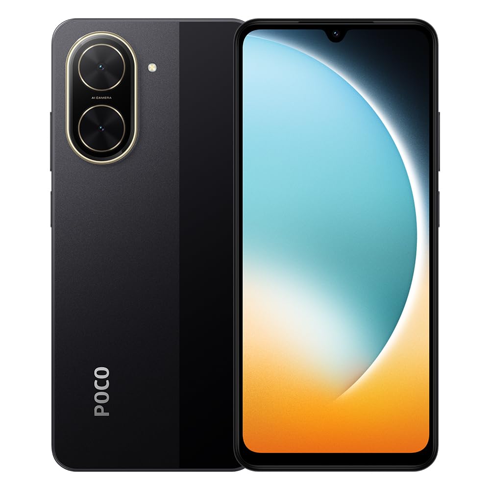 XIAOMI Poco C71 4G Smartphone,4+128 Go, Processeur UNISOC T7250, Batterie 5200 mAh, Double caméra IA 32 MP, Grand écran 6,9 Pouces,Chargeur Inclus, Noir.
