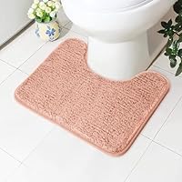 AUAUY rutschfeste WC-Vorleger, U-Waschbar WC Teppich Klovorleger mit Ausschnitt Weiche Hochflor Toiletten Vorleger, Mikrofaser Badematte - 50 x 40 cm (Rosa)