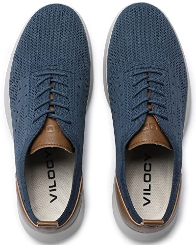 Mens Casual Dress Shoes Oxfords Fashion Sneaker Business Comfortable Breathable Mesh Knit Lightweight Walking Office Tennis Shoes Lace Up,Haze Blue Eu43 #TOP2