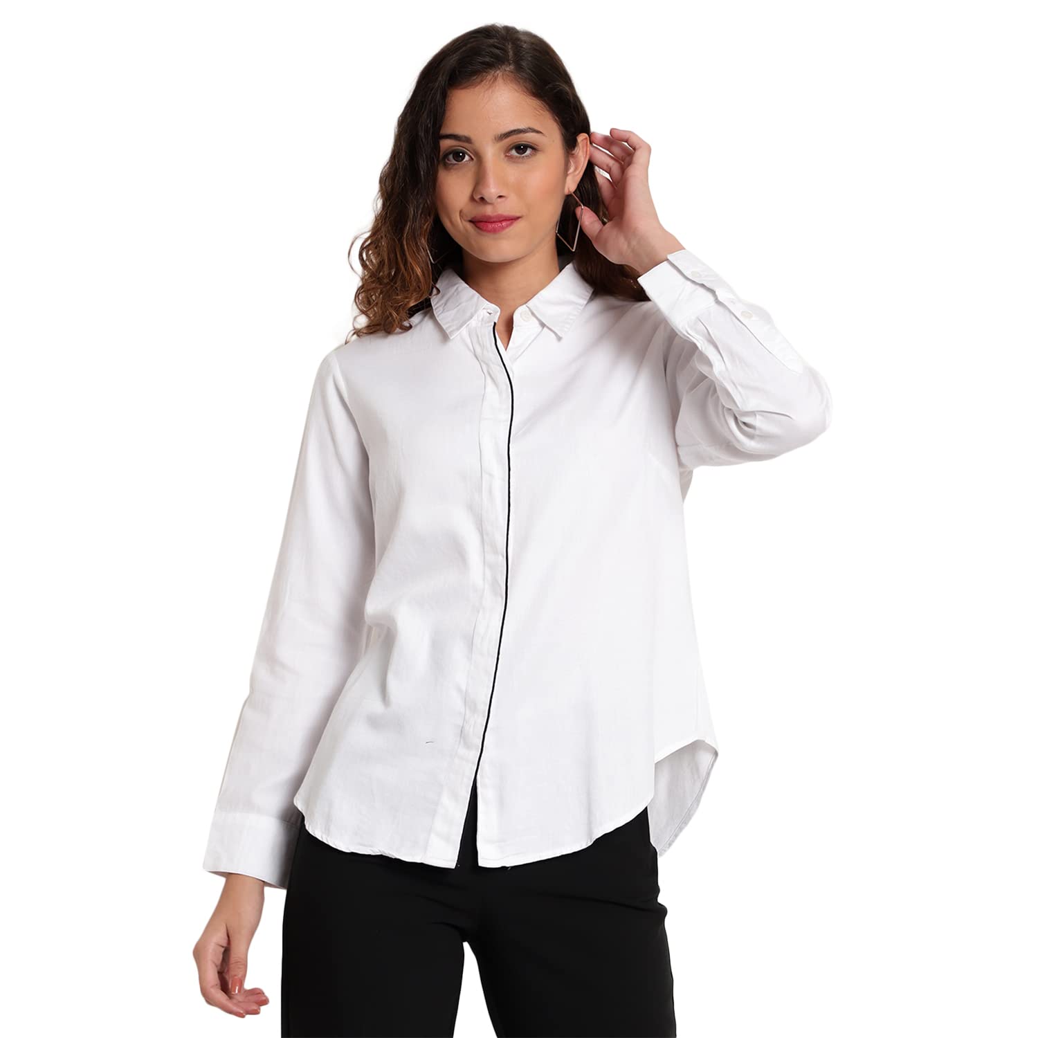 Indietoga Women’s Solid Slim Fit Cotton Formal Shirts (Small to Plus Sizes 7XL)