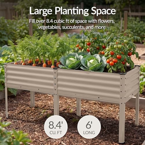 Image of Best Choice Products 72x24x30in Non Toxic Galvanized Raised Garden Bed, Metal Elevated Planter Box, Vegetable Garden, 100% Non Toxic Materials - Taupe