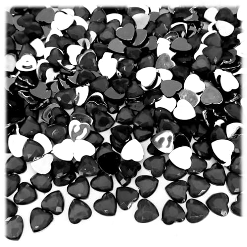 The Crafts Outlet 144pc Flatback Rhinestones Heart 8mm - Jet Black