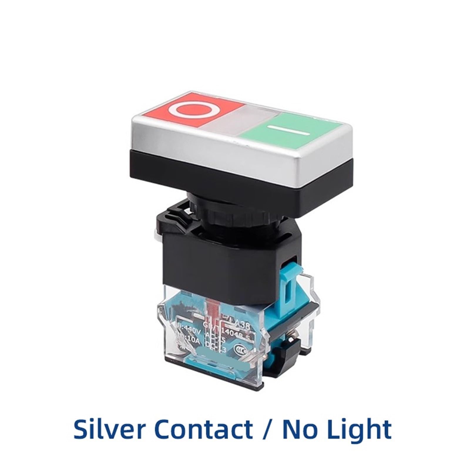 LA38-11D/RG - Interruttore a pulsante a doppia posizione, rosso e verde, 22 mm, 10 pezzi (SilverContactNoLight,AC220V)