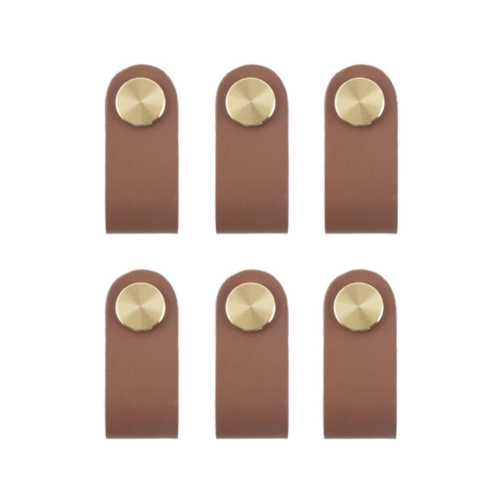 Sensumepb 6Pcs 128Mm 6 Pack Brown Soft Leather Drawer Pulls Vintage Cabinet Handles For Wardrobe Home Decor Handles For Furniture Cabinet Knobs(6Pcs 128Mm)