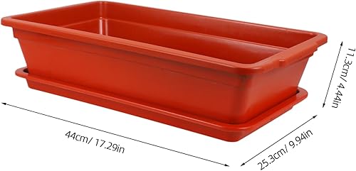 Miniatura 3 de Yardwe Maceta de cultivo de flores, caja de ventana con bandeja de plástico rectangular para plantas, macetas para alféizar de ventana, patio,