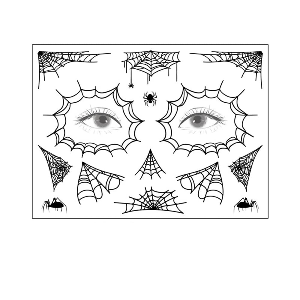 S.A.V.I Spider Web Face Temporary Tattoo Stickers, Eye Decoration, Halloween, Spiders Cobweb Tattoo Designs For Face Makeup, Boys Men Girls Women Size 12.5x17cm-image-45