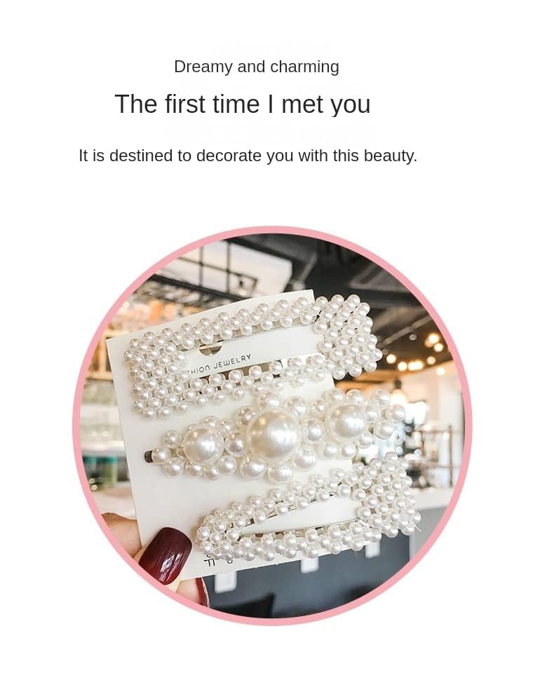 Miniatura 7 de Clip lateral de perlas, con diamantes de imitación, para mujeres y niñas, elegante horquilla (clip de perla, 10 unidades)