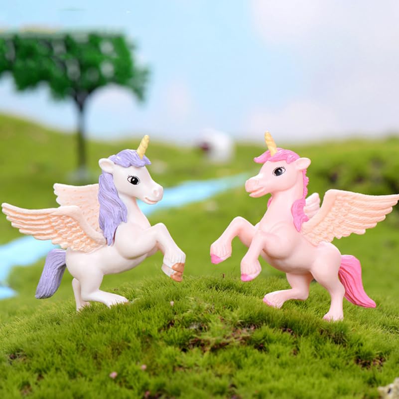 RICUHJIAJU 8 Pièces Mini Figurine Licorne Miniature, Petites Figurines Décoration Gâteau Licorne, Deco Gateau Licornes Accessoire Ornement pour Gateau Fête Anniversaire Cadeau