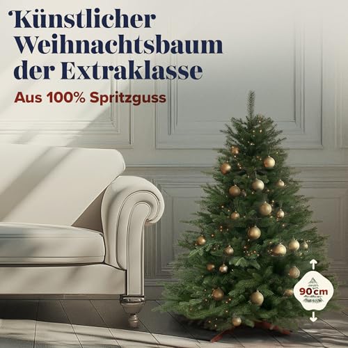 Weihnachtsbaum künstlich 90cm 100% PE Spritzguss - TESTSIEGER - Naturgetreu, dichte Zweige… – Ansicht 2